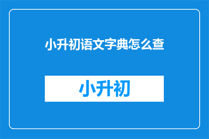 小升初语文字典怎么查