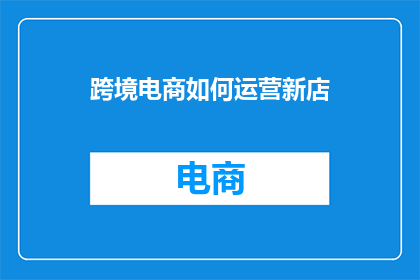 跨境电商如何运营新店