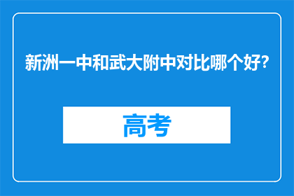 新洲一中和武大附中对比哪个好？