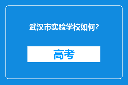 武汉市实验学校如何？