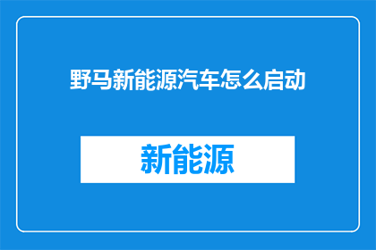 野马新能源汽车怎么启动