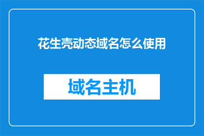 花生壳动态域名怎么使用