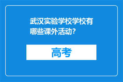 武汉实验学校学校有哪些课外活动？