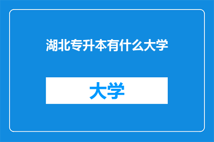 湖北专升本有什么大学