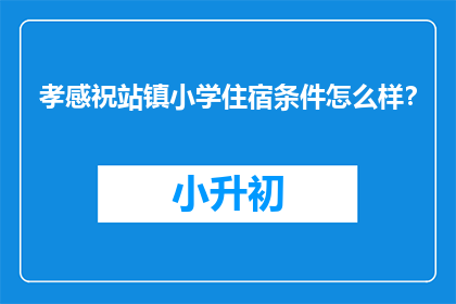 孝感祝站镇小学住宿条件怎么样？