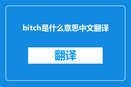 bitch是什么意思中文翻译