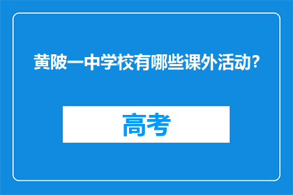 黄陂一中学校有哪些课外活动？