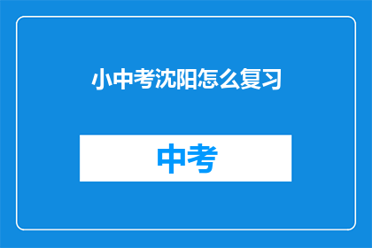 小中考沈阳怎么复习
