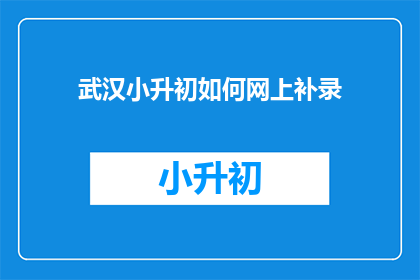 武汉小升初如何网上补录