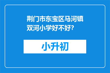 荆门市东宝区马河镇双河小学好不好？
