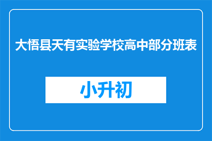 大悟县天有实验学校高中部分班表