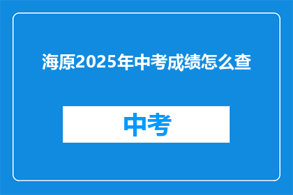 海原2025年中考成绩怎么查
