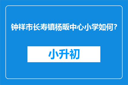 钟祥市长寿镇杨畈中心小学如何？