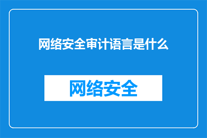 网络安全审计语言是什么