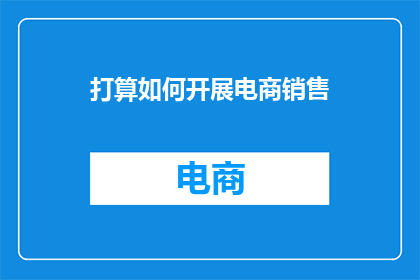 打算如何开展电商销售