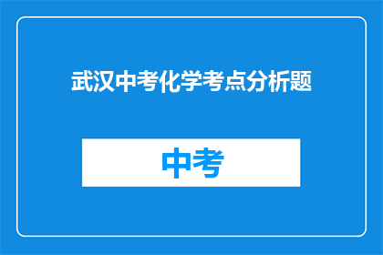 武汉中考化学考点分析题