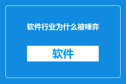 软件行业为什么被唾弃