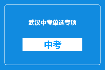 武汉中考单选专项