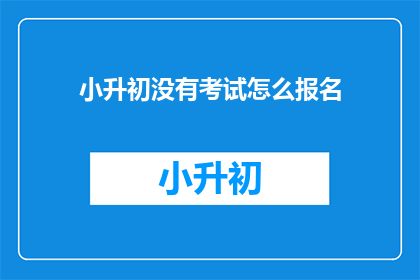 小升初没有考试怎么报名