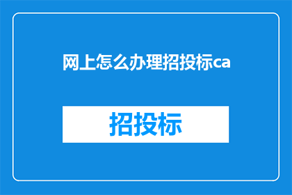 网上怎么办理招投标ca