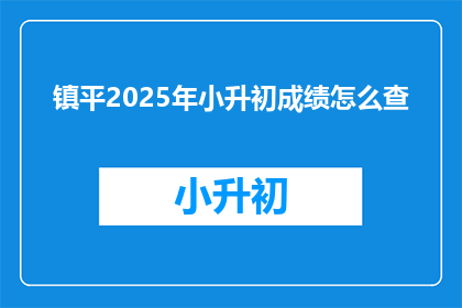 镇平2025年小升初成绩怎么查