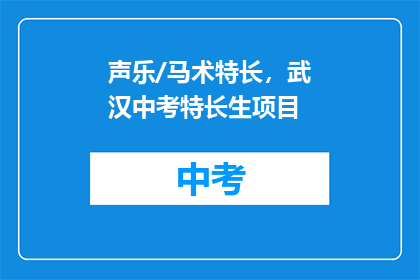 声乐/马术特长，武汉中考特长生项目