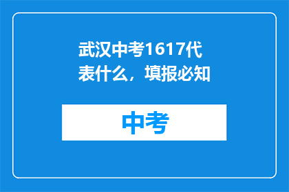 武汉中考1617代表什么，填报必知