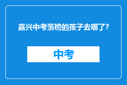 嘉兴中考落榜的孩子去哪了？