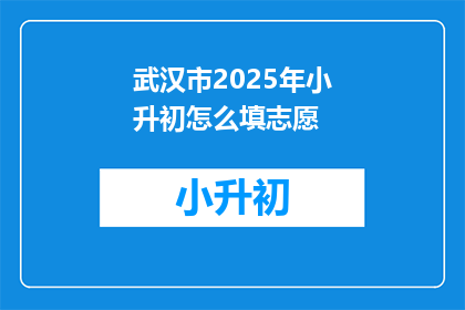 武汉市2025年小升初怎么填志愿