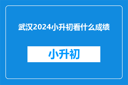 武汉2024小升初看什么成绩