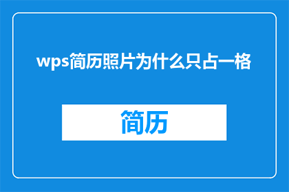 wps简历照片为什么只占一格