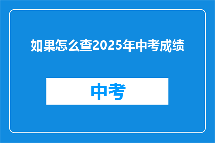 如果怎么查2025年中考成绩