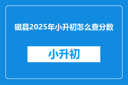 磁县2025年小升初怎么查分数