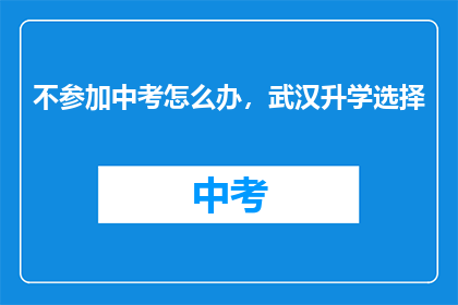 不参加中考怎么办，武汉升学选择