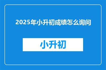 2025年小升初成绩怎么询问