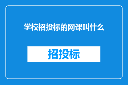 学校招投标的网课叫什么