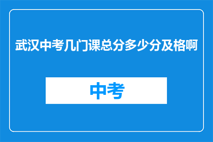 武汉中考几门课总分多少分及格啊
