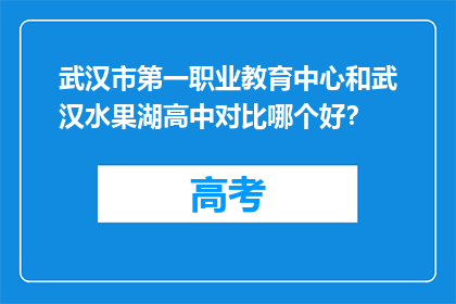 武汉市第一职业教育中心和武汉水果湖高中对比哪个好？