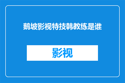 鹅坡影视特技韩教练是谁