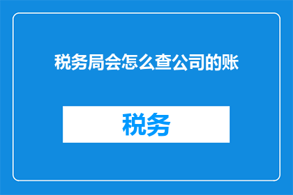 税务局会怎么查公司的账