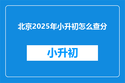 北京2025年小升初怎么查分