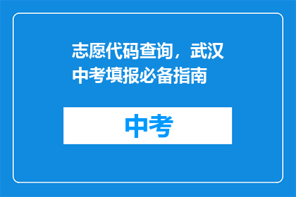 志愿代码查询，武汉中考填报必备指南