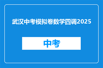 武汉中考模拟卷数学四调2025