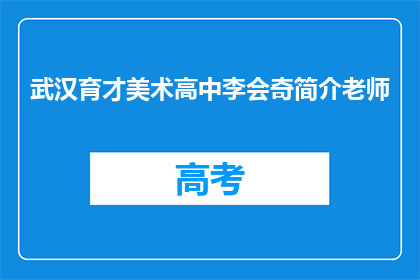 武汉育才美术高中李会奇简介老师