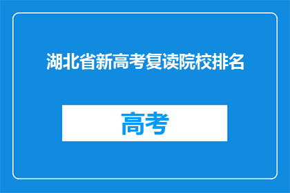 湖北省新高考复读院校排名