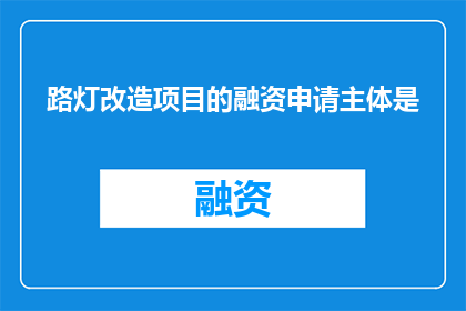路灯改造项目的融资申请主体是