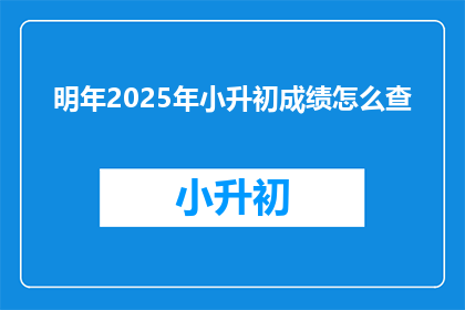 明年2025年小升初成绩怎么查