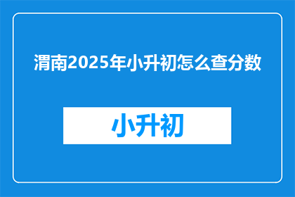 渭南2025年小升初怎么查分数