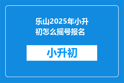 乐山2025年小升初怎么摇号报名