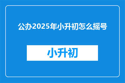 公办2025年小升初怎么摇号